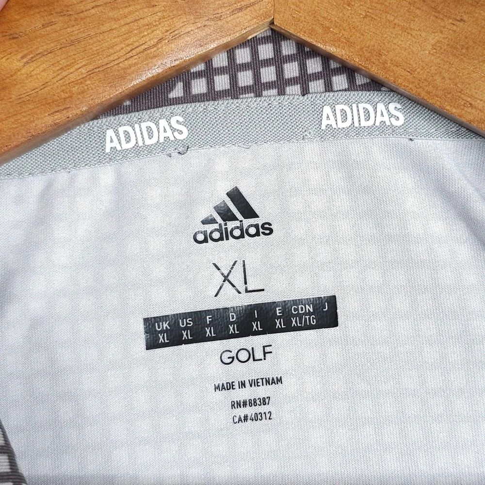 Adidas Ultimate365 Golf Polo Shirt Mens XL Grey Grid Splatter Print Performance